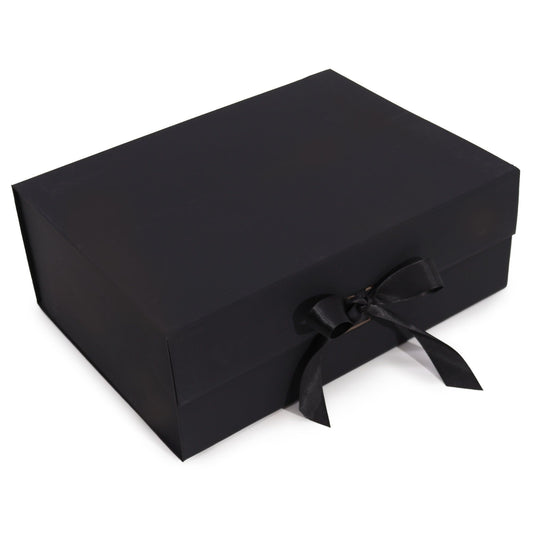 Flat Pack Gift Box - Extra Large  (33x25x12cm) - Black lifestyle product photo on neutral background