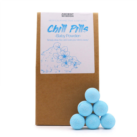 Chill Pills Gift Pack 350g - Baby Powder lifestyle product photo on neutral background
