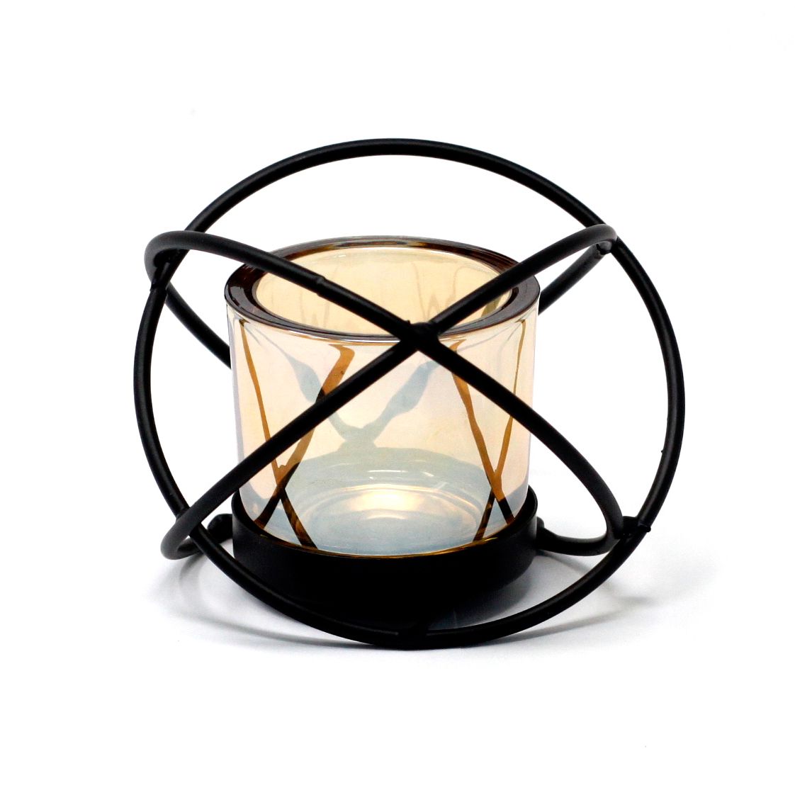 Detailed close up view highlighting the high quality craftsmanship and individual features of the centrepiece iron votive candle holder 1 cup single ball388