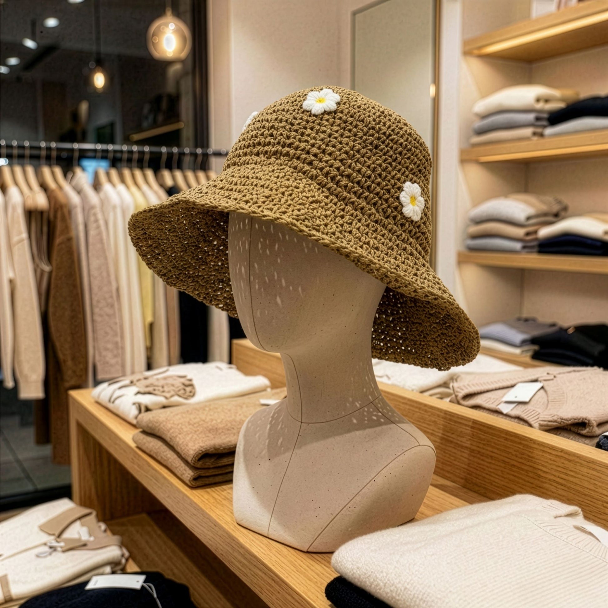 Photo 6 of Nomad Sari Floppy Straw Sun Hat - Coffee & Daisies featuring authentic premium craftsmanship.