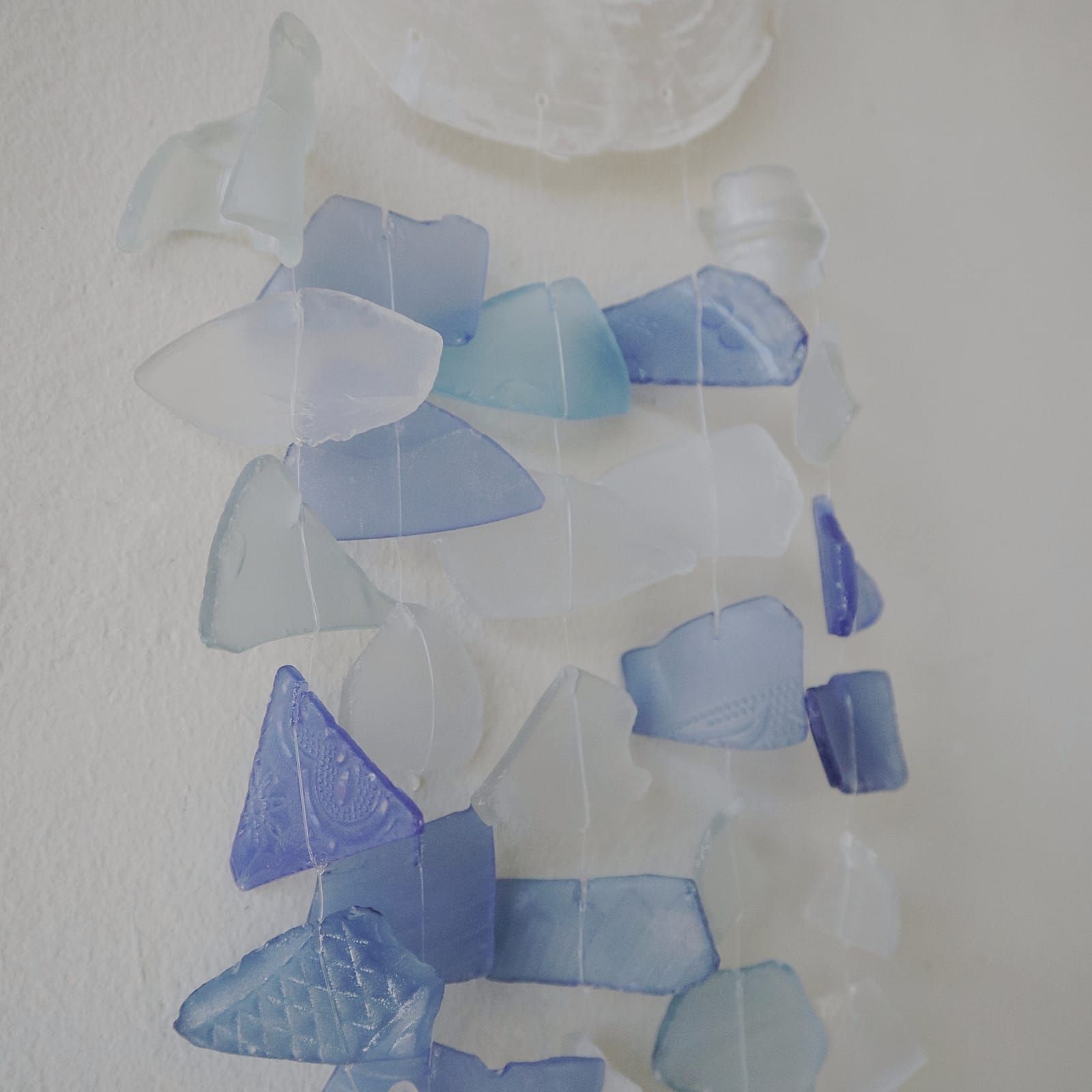 Copis & Glass Drop - Blue & White Glass from our luxury recycled glass wind chimes collection
