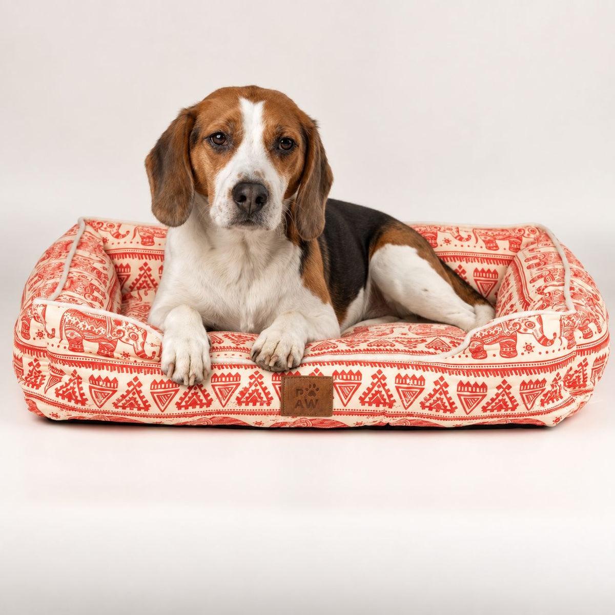 PAW Lucky Elephant Patterned Pet Bed – Red – 60 × 50 × 14cmcm