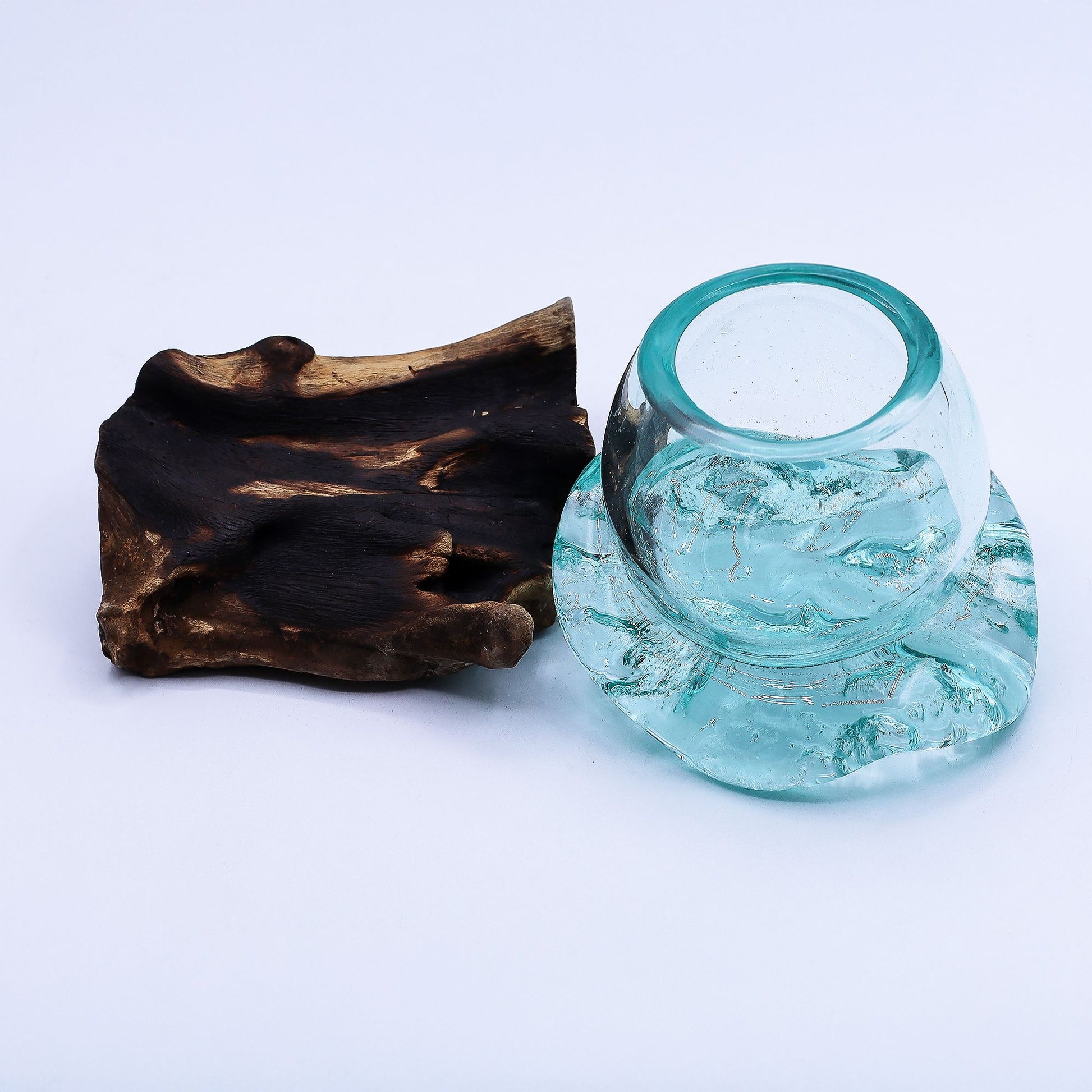 Photo 5 of Molten Glass Mini Goldfish Bowl On Wood 20cm Luxury Decor featuring authentic premium craftsmanship.