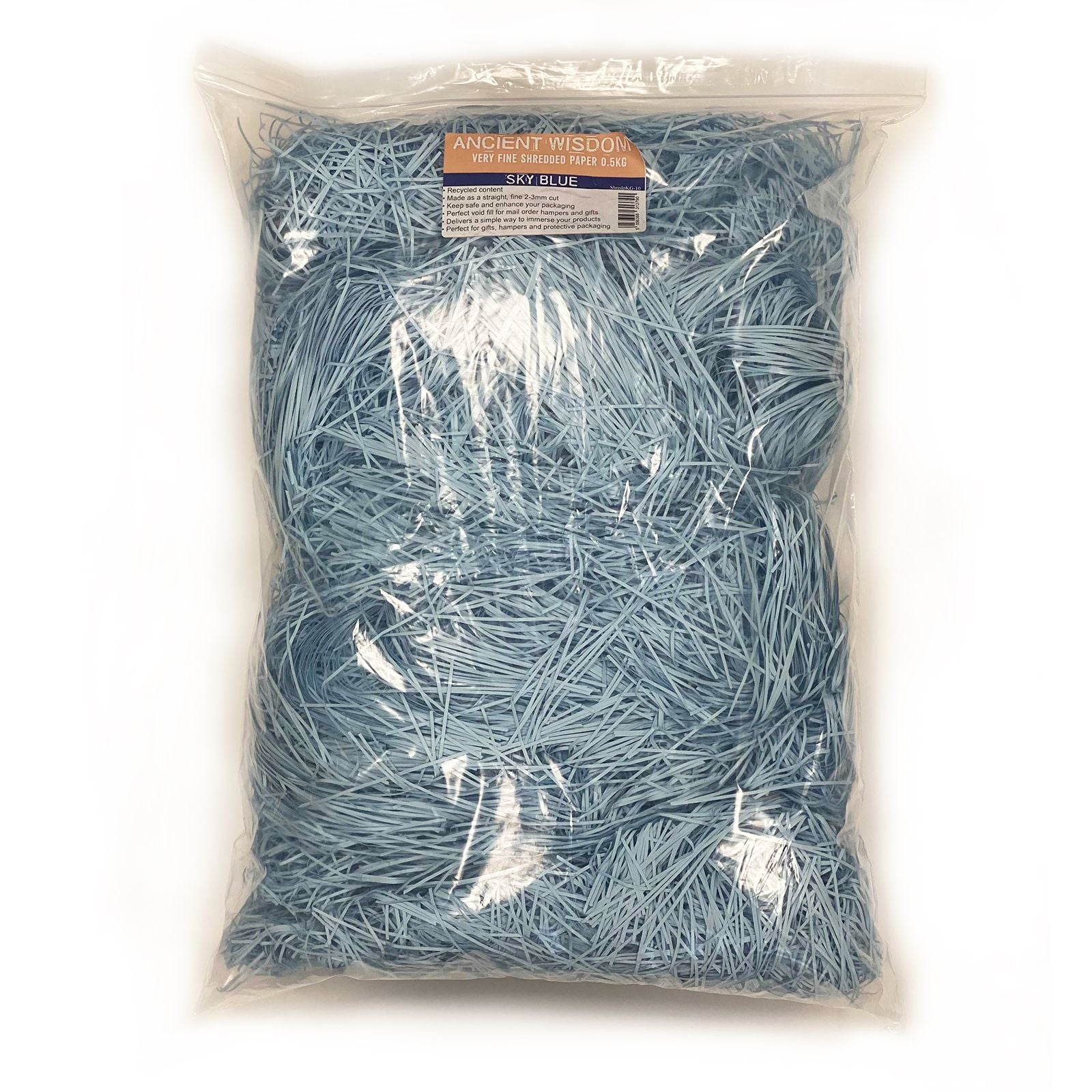 Very Fine Shredded paper - Sky Blue (0.5KG) lifestyle product photo on neutral background