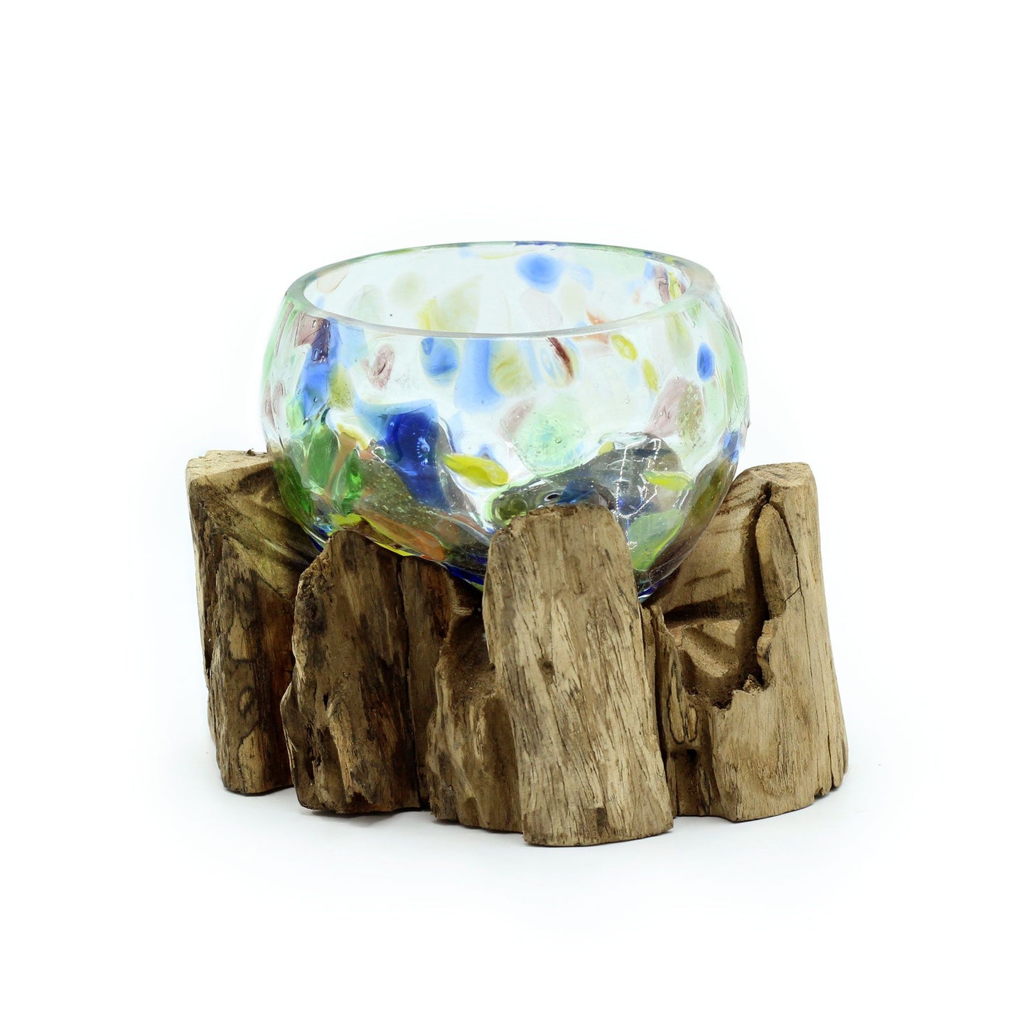 Photo 1 of Molten Coloured Glass On Wood - Small Bowl Luxury Decor featuring authentic premium craftsmanship.