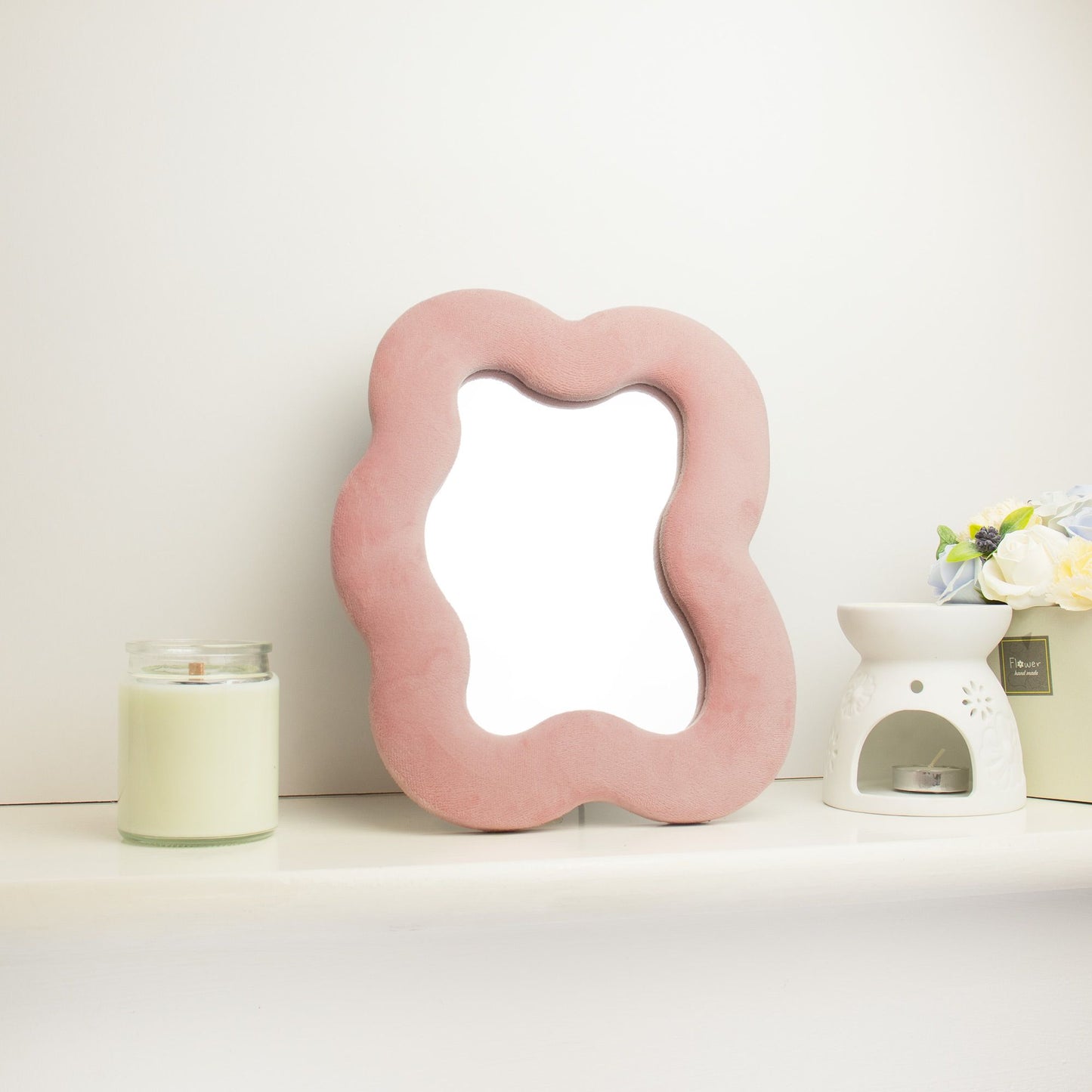 Photo 3 of Soft Squiggly Mirror – Square Pebble – Rose Blush Wall Mi... featuring authentic premium craftsmanship.