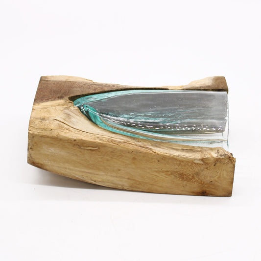 Photo 2 of Molten Glass V-shaped Art Vase On Wood Luxury Decor featuring authentic premium craftsmanship.