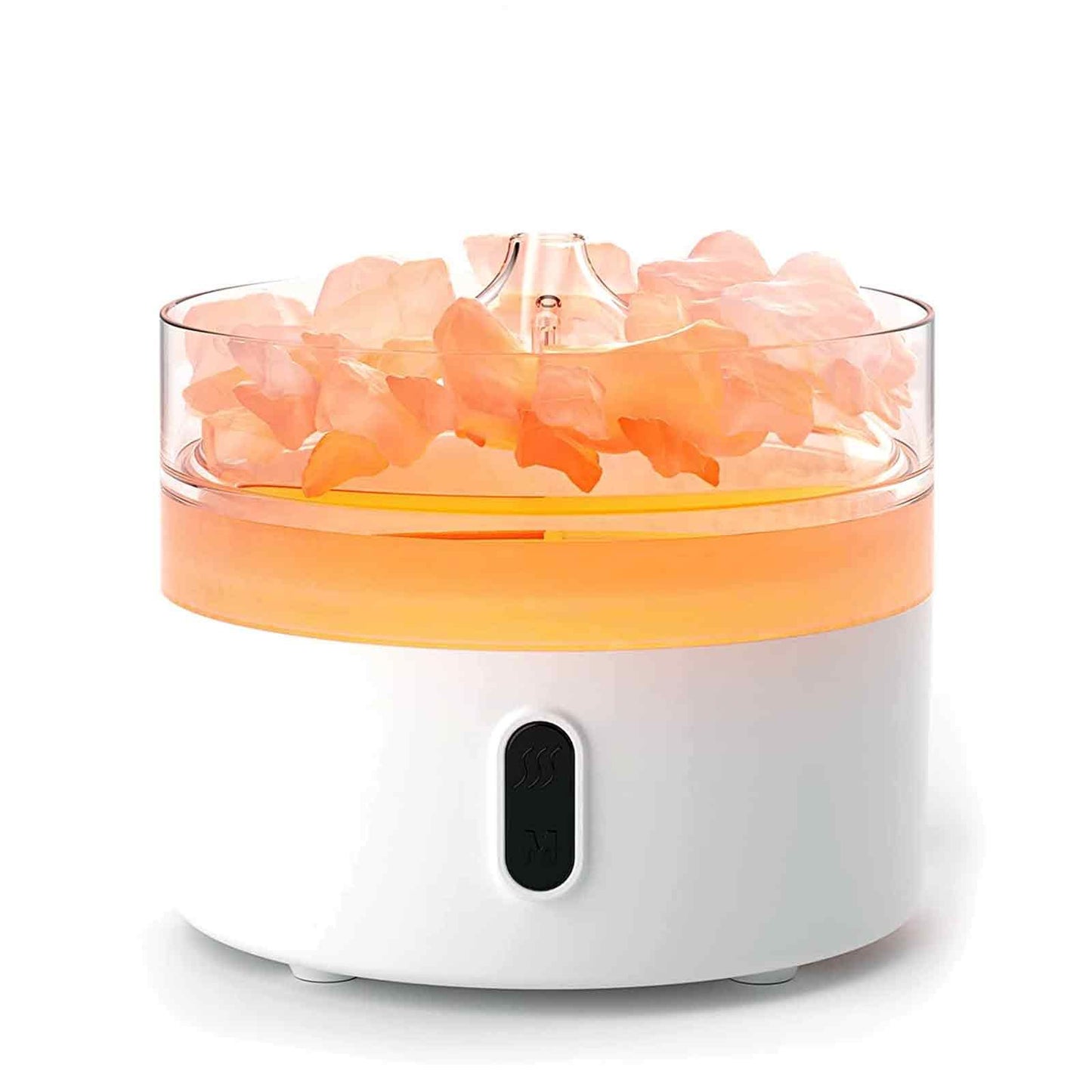 Himalayan Salt  Aroma Diffuser - Night Light - USB-C - Flame Effect ( salt included) lifestyle product photo on neutral background