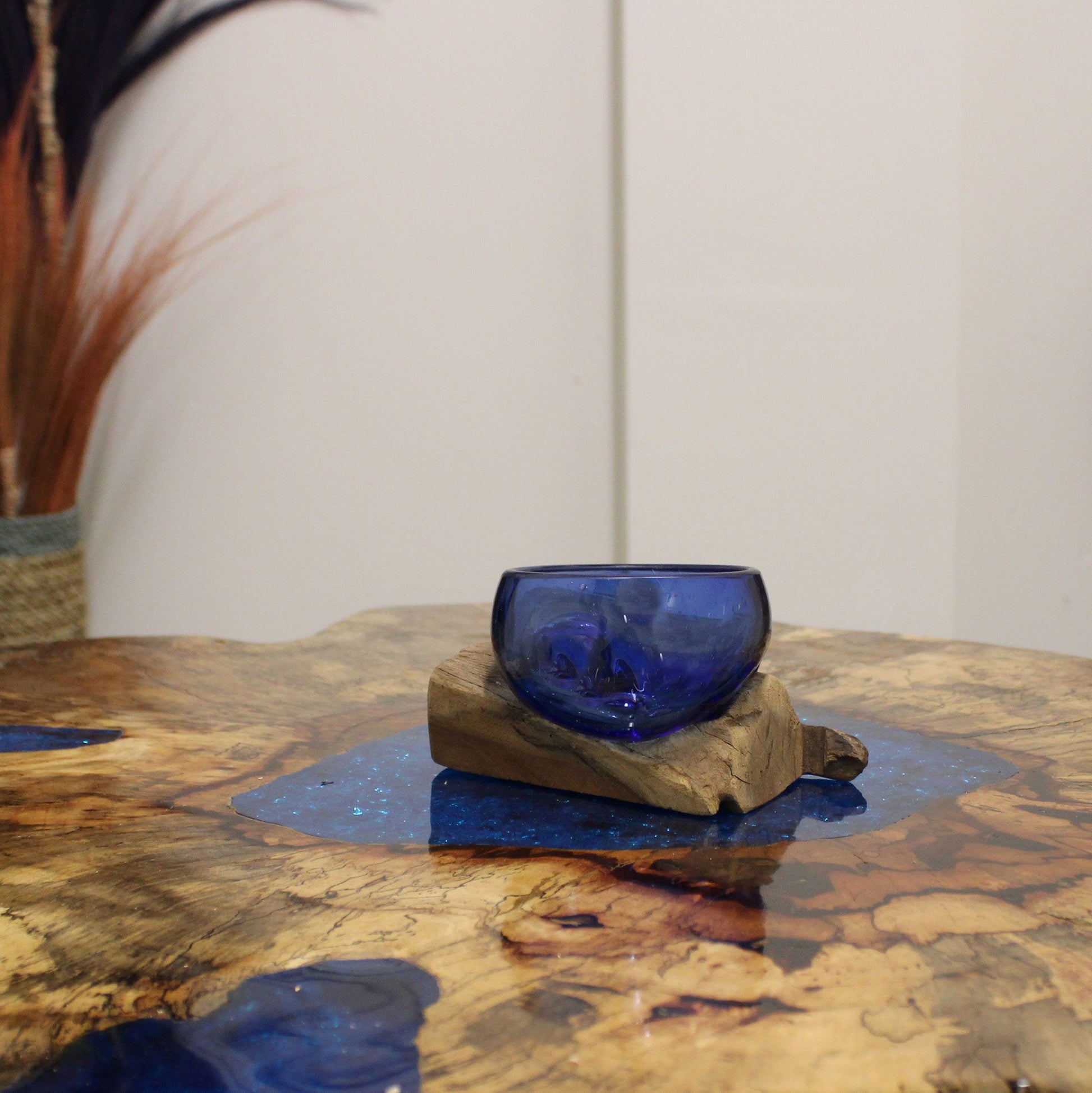 Photo 3 of Molten Glass Mini Blue Bowl On Wood Luxury Decor Premium Edi featuring authentic premium craftsmanship.