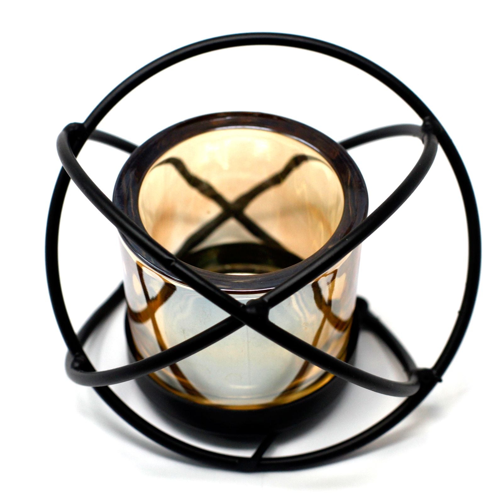 Luxury presentation of the centrepiece iron votive candle holder 1 cup single ball388 showing the premium artisan packaging and complete set contents