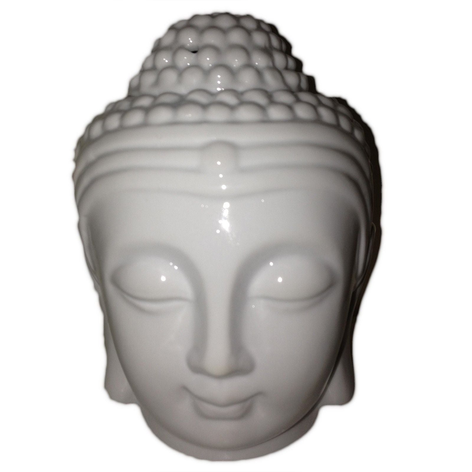 Buddah Head Oil Burner - White lifestyle product photo on neutral background