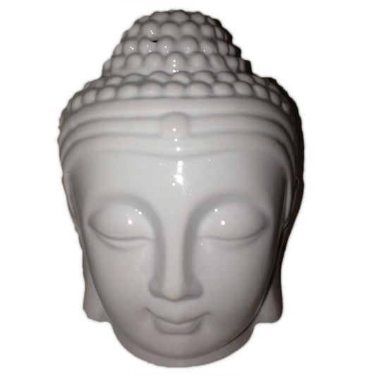 Buddah Head Oil Burner - White lifestyle product photo on neutral background