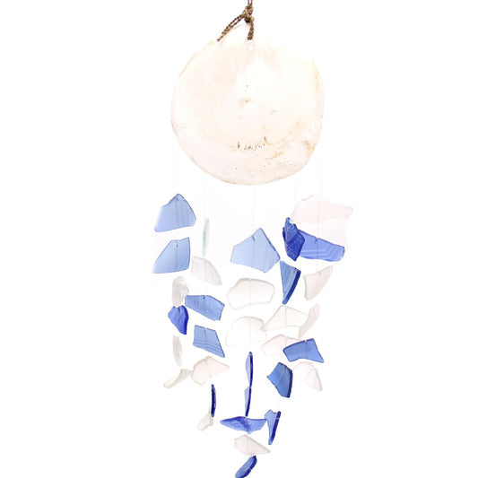 Copis & Glass Drop - Blue & White Glass from our luxury recycled glass wind chimes collection