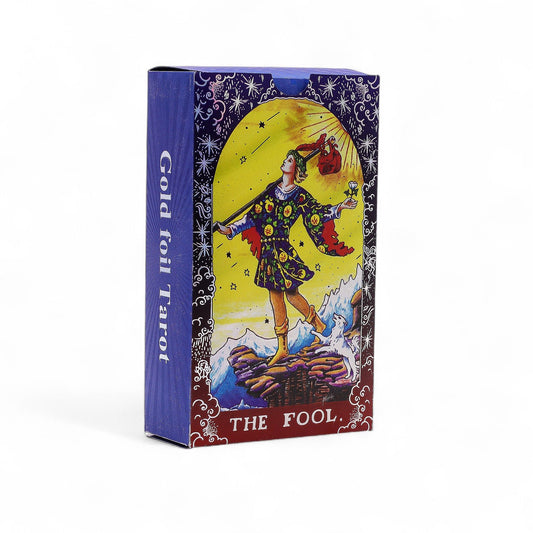 Blue Foil Tarot Card Set - Mandala - with booklet lifestyle product photo on neutral background