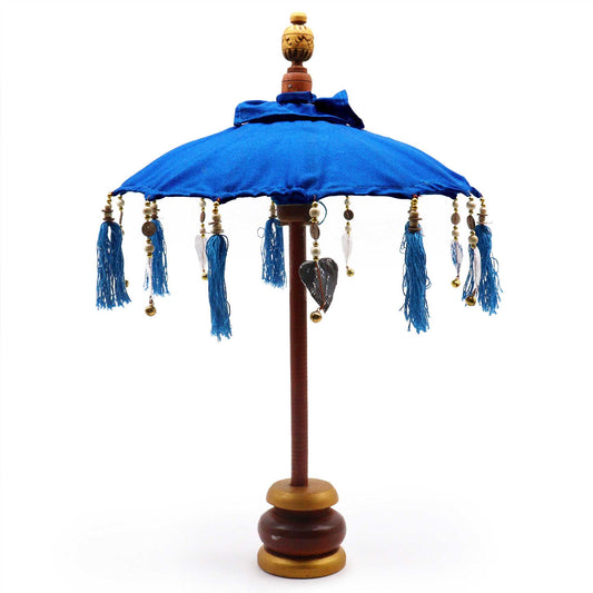 Bali Home Decor Parasol - Cotton - Blue- 40cm lifestyle product photo on neutral background