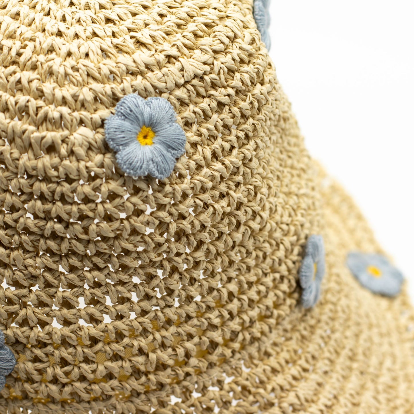 Photo 3 of Nomad Sari Floppy Straw Sun Hat - Beige & Blue Flowers featuring authentic premium craftsmanship.