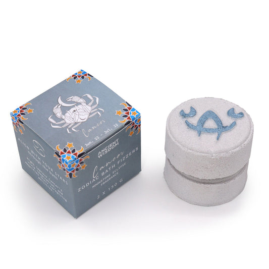 Set of Zodiac Bath Fizzers with Horoscope -  Cancer lifestyle product photo on neutral background