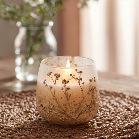 Luxury presentation of the medium glass jar candles wildlight woods459 showing the premium artisan packaging and complete set contents