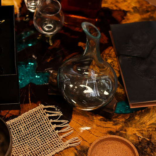 Photo 1 of Molten Glass Mini Decanter On Wood 20cm Luxury Decor featuring authentic premium craftsmanship.