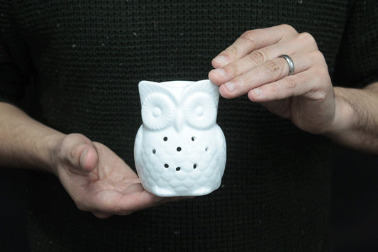 Classic White Oil Burner - Tall Owl from our luxury classic white oil burners collection