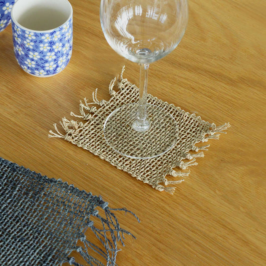 Set of 4 Seagrass Fringe Natural Coasters - Natural from our luxury java placemats and coasters collection
