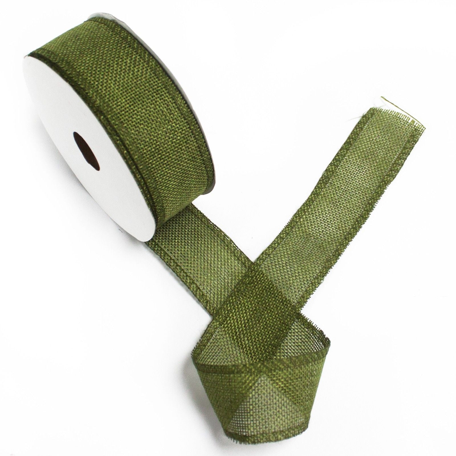 Natural Texture Ribbon 38mm x 20m - Xmas Green lifestyle product photo on neutral background