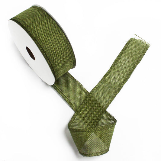 Natural Texture Ribbon 38mm x 20m - Xmas Green lifestyle product photo on neutral background