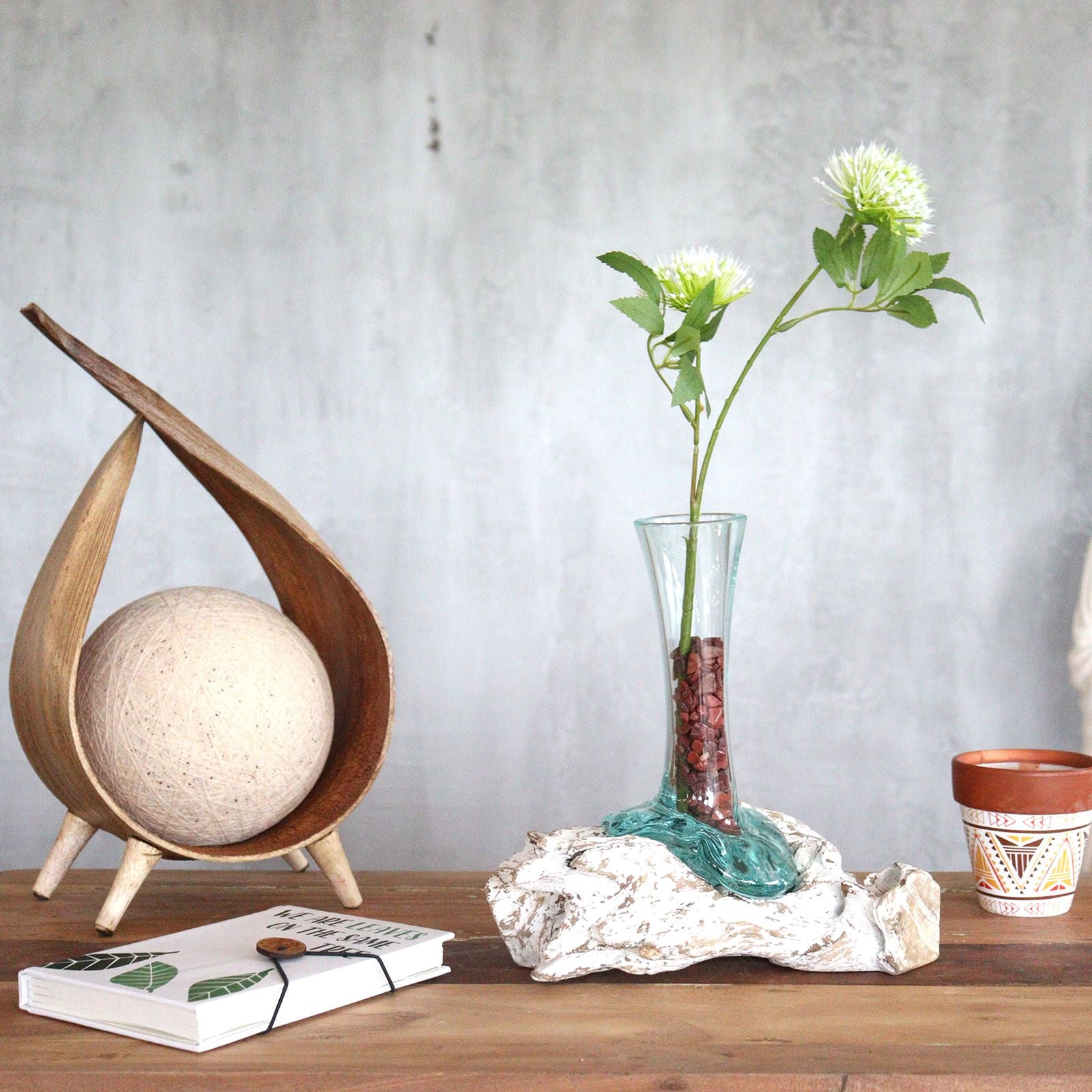 Photo 5 of Molten Glass On Whitewash Wood - Vase - Small On Wood featuring authentic premium craftsmanship.