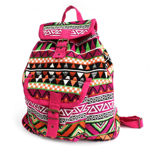 Jacquard Bag - Pink Backpack lifestyle product photo on neutral background