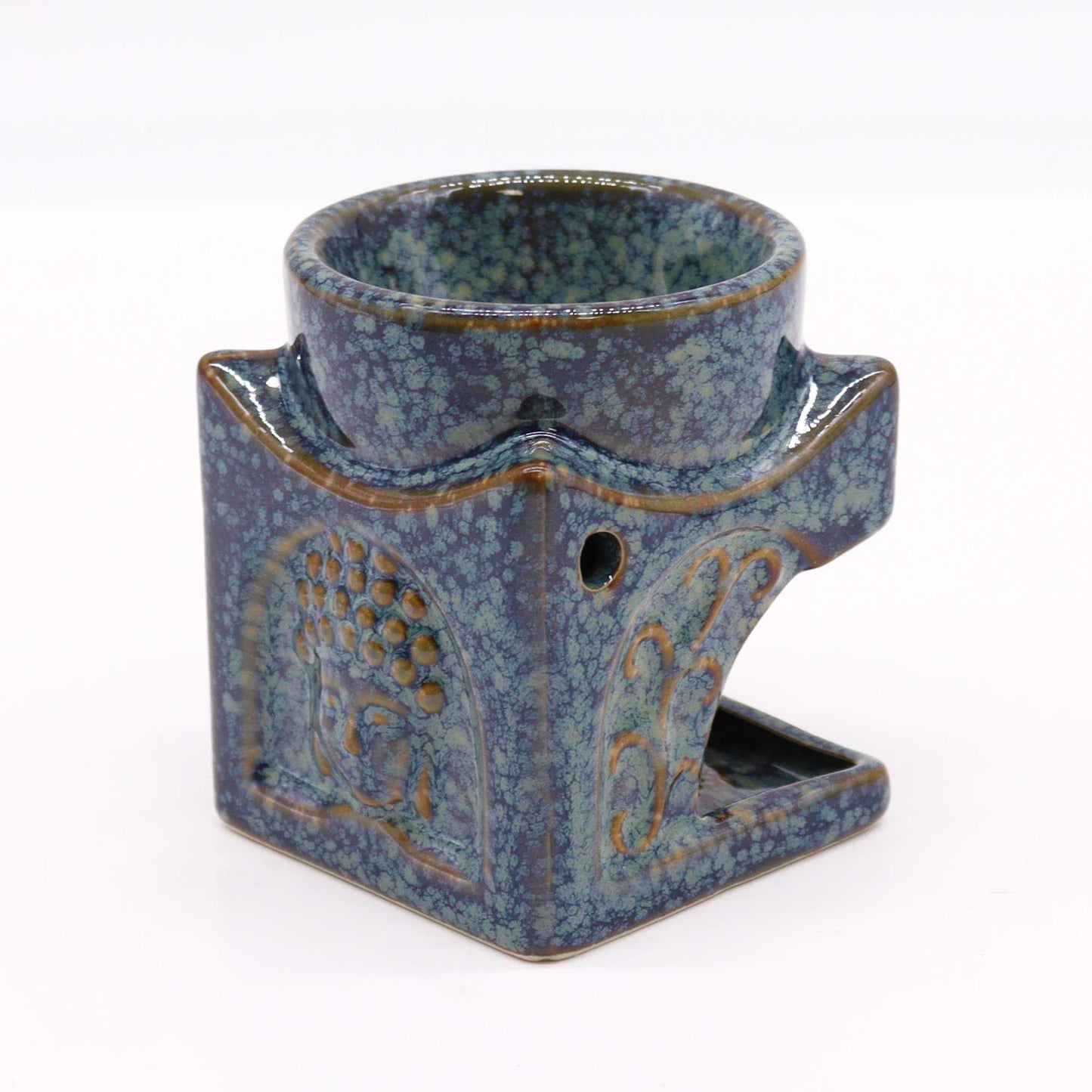Square Buddha Burner - Dusty Blue from our luxury classic buddha oil burners collection