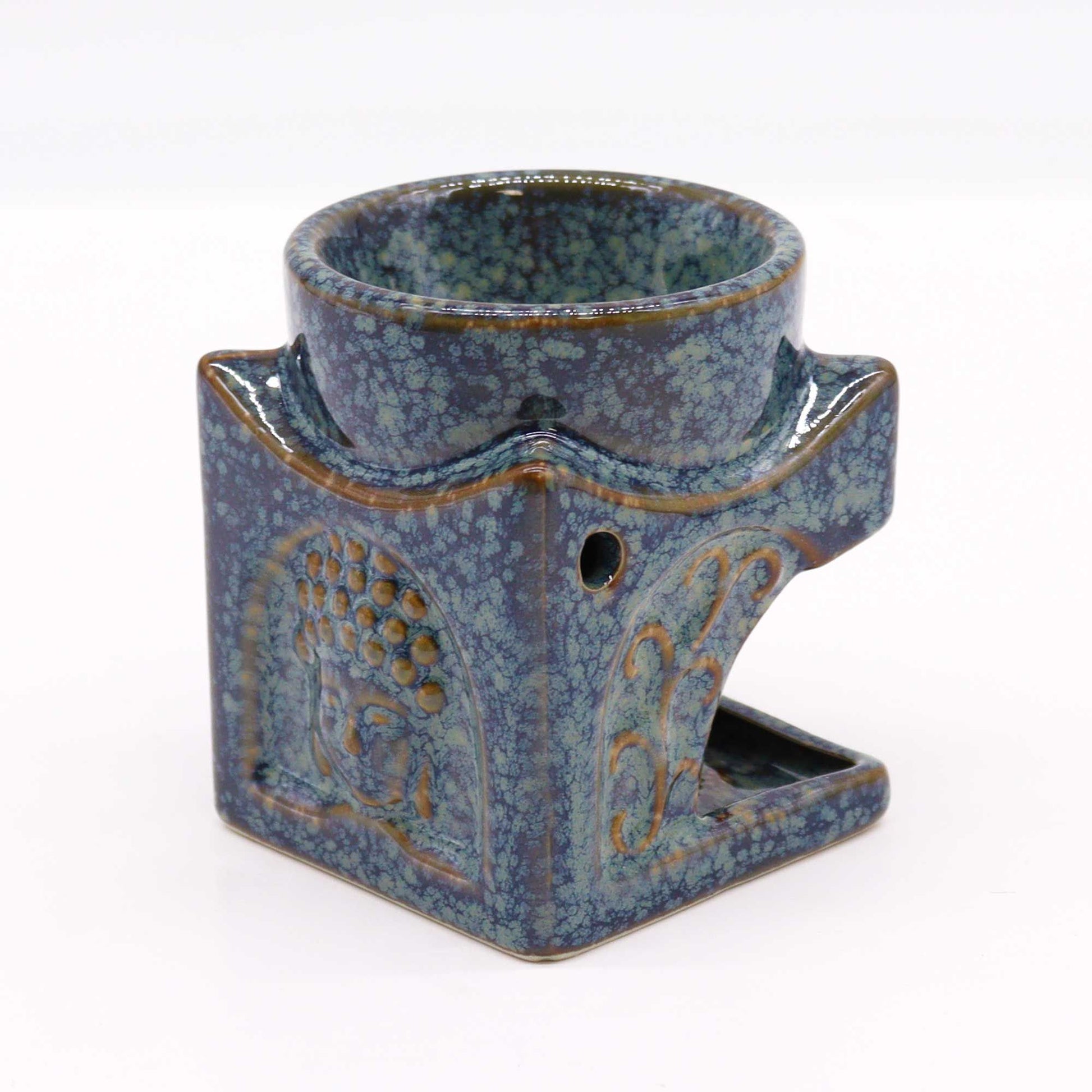 Square Buddha Burner - Dusty Blue from our luxury classic buddha oil burners collection