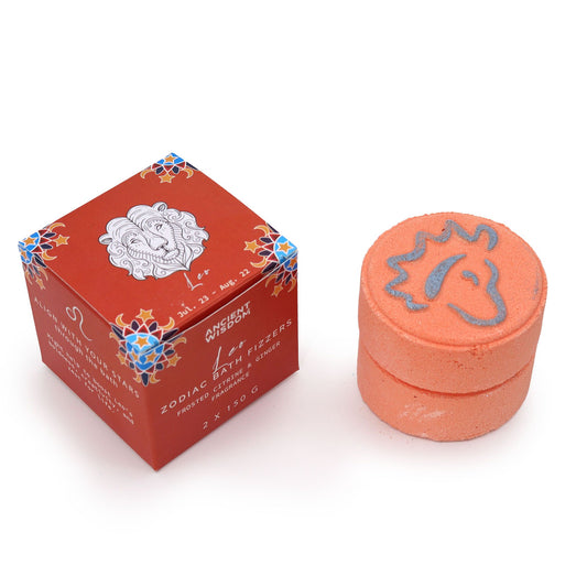Set of Zodiac Bath Fizzers with Horoscope - Leo lifestyle product photo on neutral background