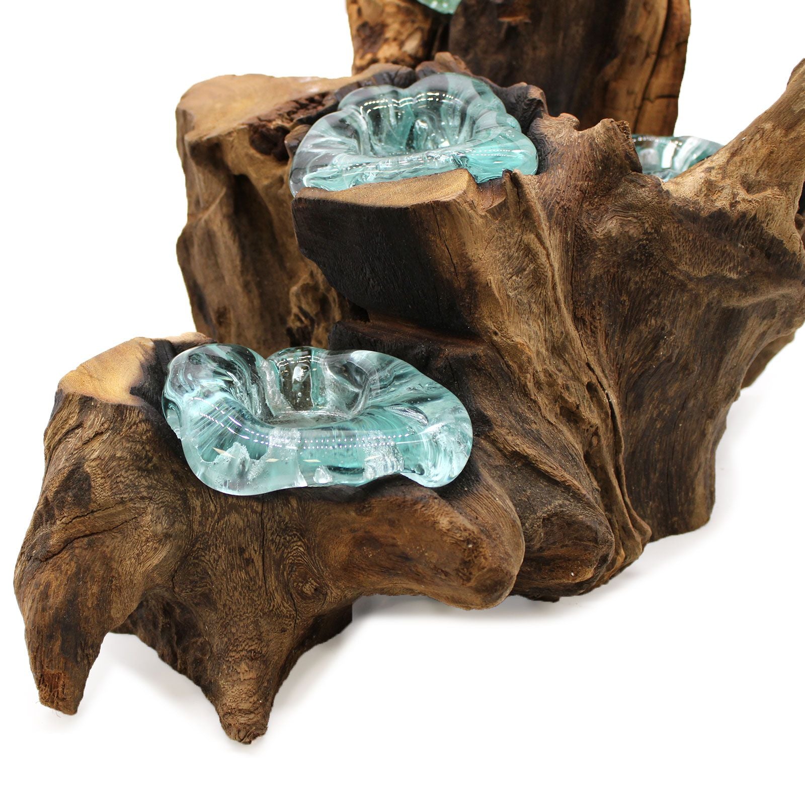 Photo 2 of Molten Glass Five Candle Holder On Wood Luxury Decor featuring authentic premium craftsmanship.