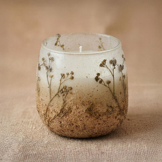 Detailed close up view highlighting the high quality craftsmanship and individual features of the medium glass jar candles wildlight woods459
