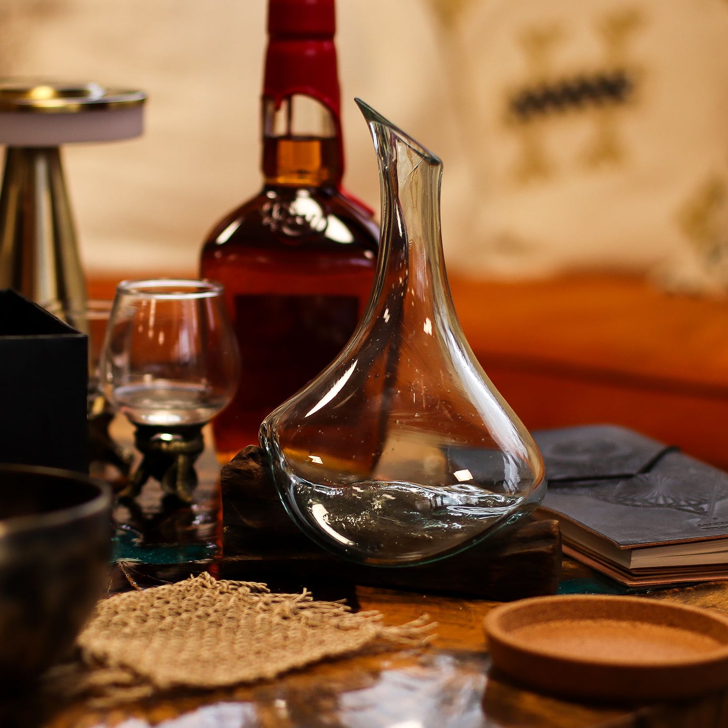 Photo 8 of Molten Glass Mini Decanter On Wood 20cm Luxury Decor featuring authentic premium craftsmanship.