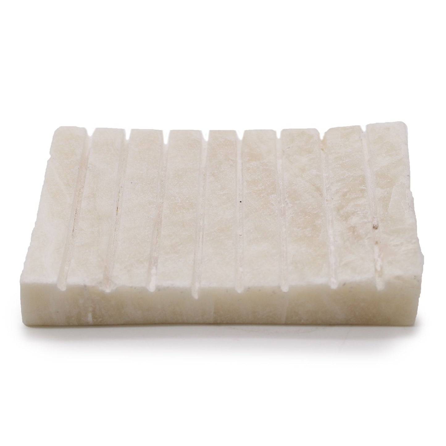 White Onxy Ridged Soap Dish from our luxury stone soap dishes collection