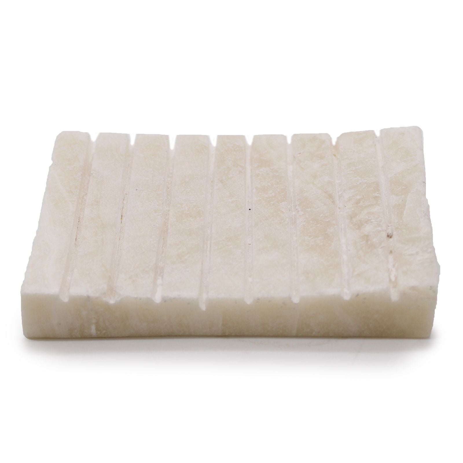 White Onxy Ridged Soap Dish from our luxury stone soap dishes collection