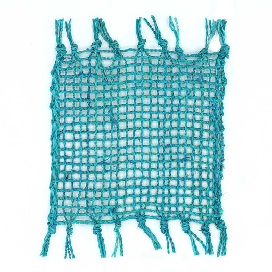 Set of 4 Seagrass Fringe Natural Coasters - Turquoise from our luxury java placemats and coasters collection
