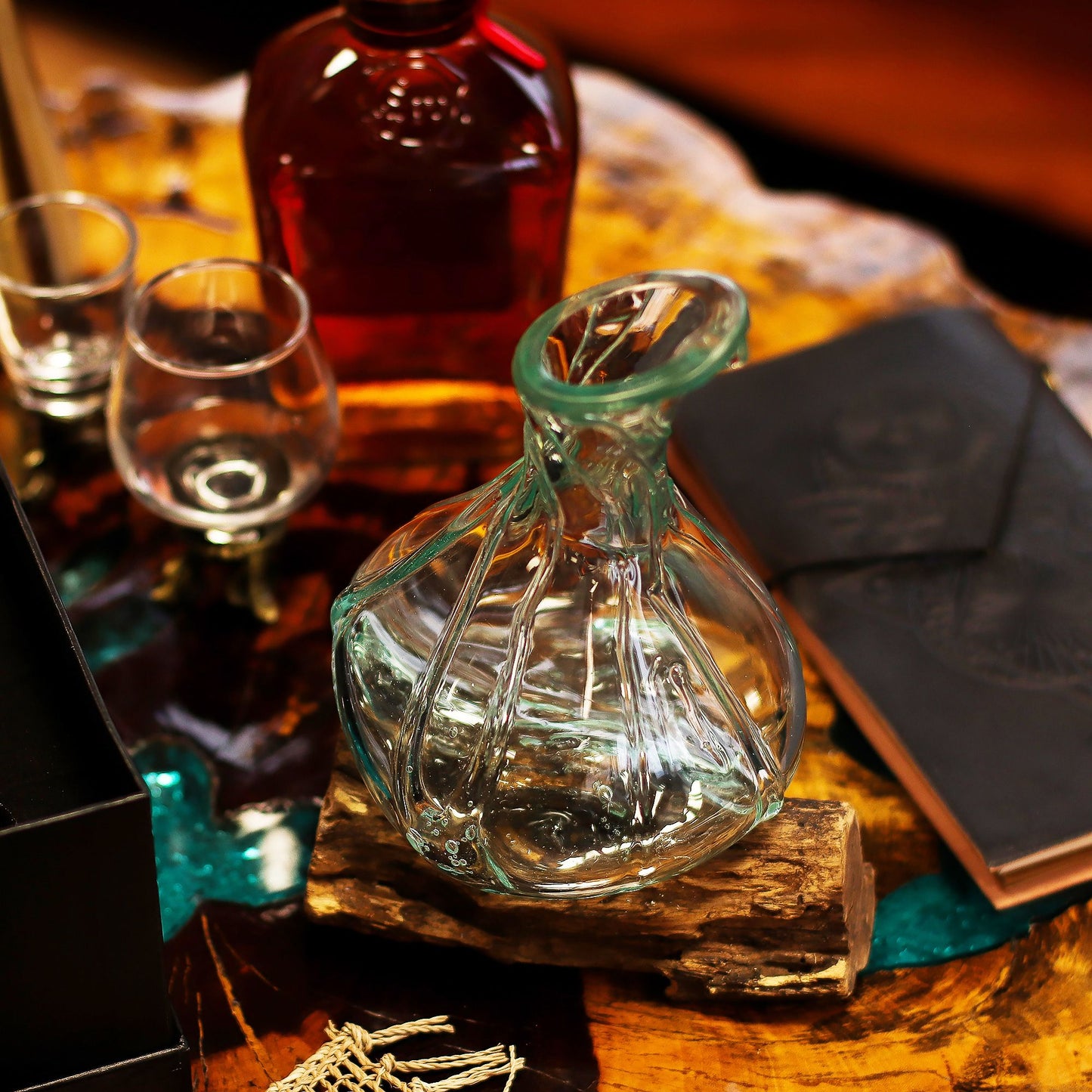 Photo 8 of Molten Glass Fancy Mini Decanter On Wood 24cm Luxury Decor featuring authentic premium craftsmanship.