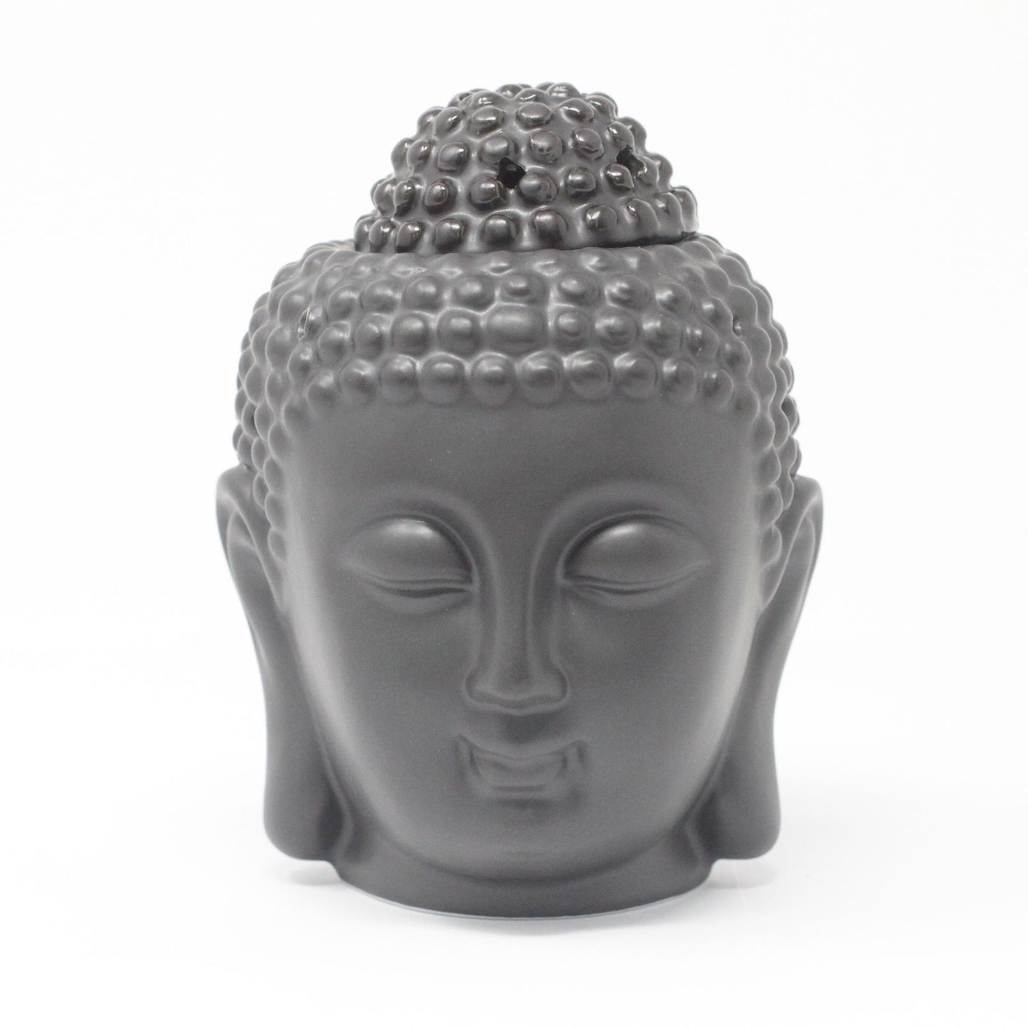 Buddah Head Oil Burner - Dark Brown lifestyle product photo on neutral background