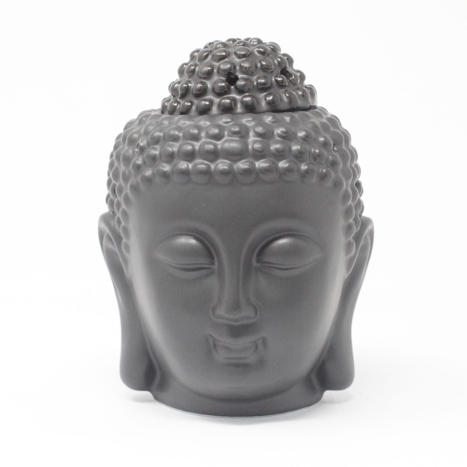 Buddah Head Oil Burner - Dark Brown lifestyle product photo on neutral background