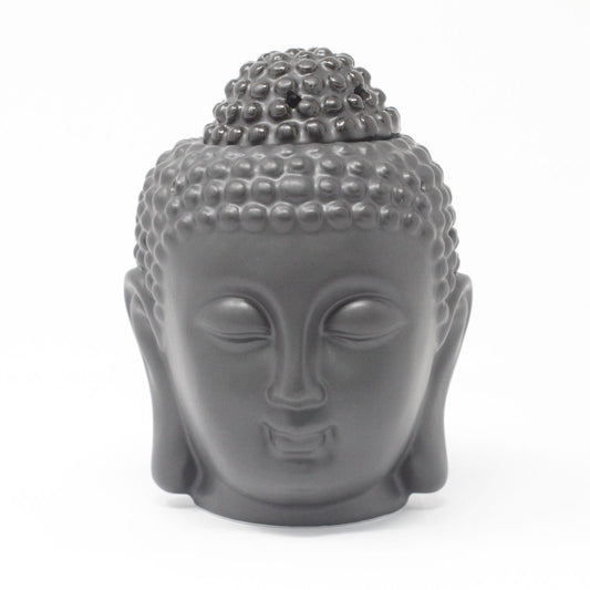 Buddah Head Oil Burner - Dark Brown lifestyle product photo on neutral background