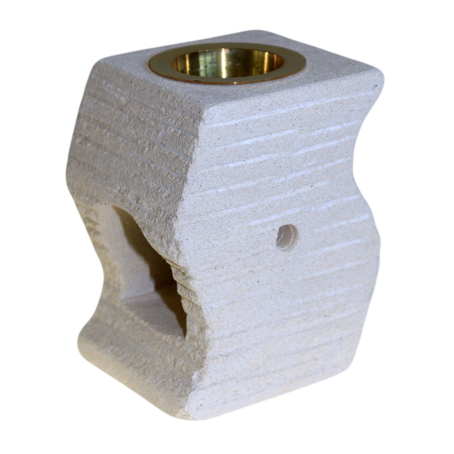 Stone Oil Burner - Stepped Wave lifestyle product photo on neutral background