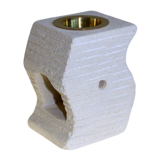 Stone Oil Burner - Stepped Wave lifestyle product photo on neutral background