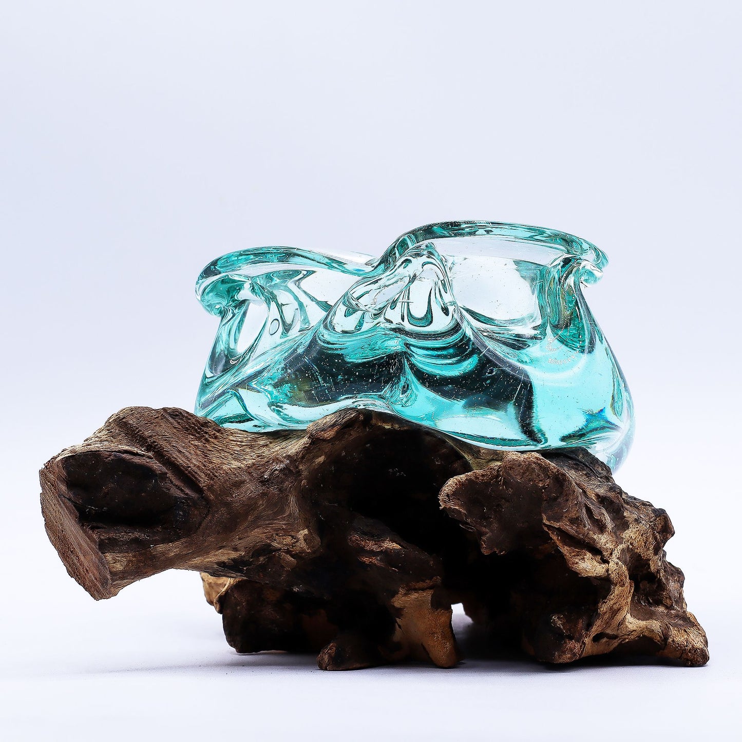 Photo 3 of Molten Glass Chunky Ashtray / Candle Holder On Wood 23cm featuring authentic premium craftsmanship.
