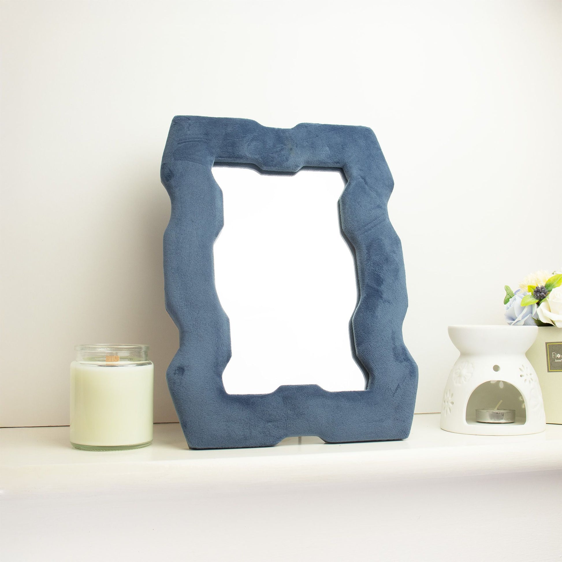 Photo 1 of Soft Squiggly Mirror – Chunky Frame – Royal Blue Wall Mirror featuring authentic premium craftsmanship.