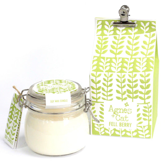 Luxury presentation of the agnes cat kilner jar candle fell berry641 showing the premium artisan packaging and complete set contents