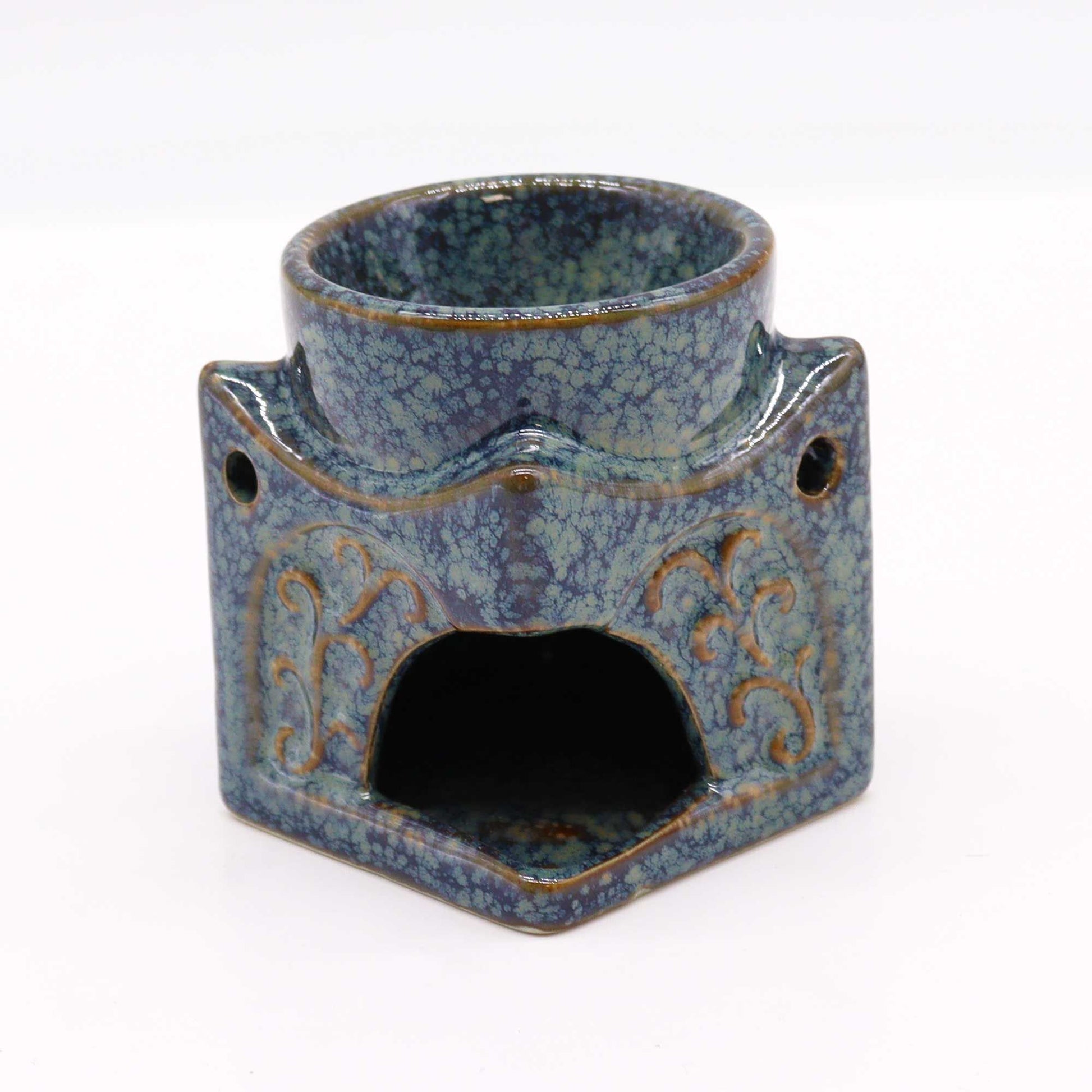 Square Buddha Burner - Dusty Blue from our luxury classic buddha oil burners collection