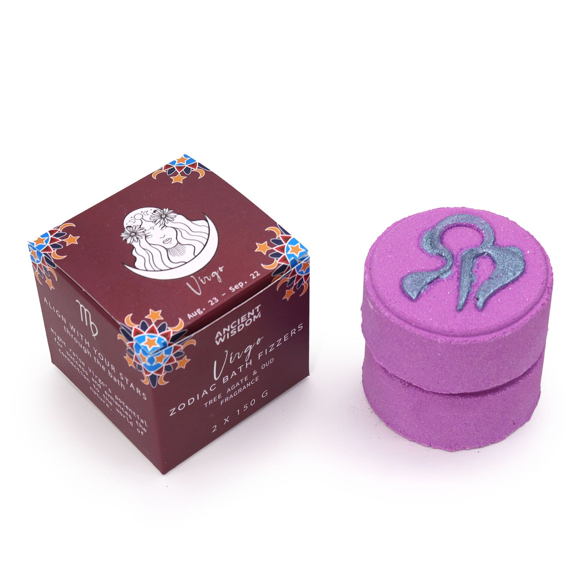 Set of Zodiac Bath Fizzers with Horoscope - Virgo lifestyle product photo on neutral background