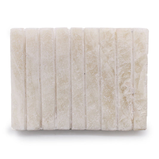 White Onxy Ridged Soap Dish from our luxury stone soap dishes collection